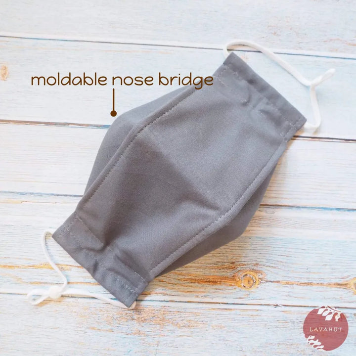 Antimicrobial Silvadur™ + Origami 3d Face Mask ?? Grey Solid - Made in Hawaii