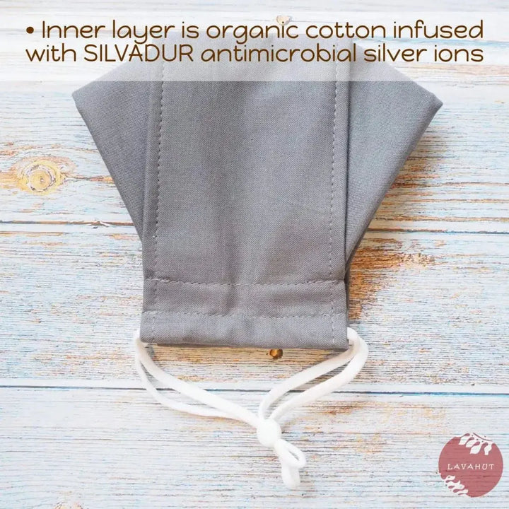 Antimicrobial Silvadur™ + Origami 3d Face Mask • Grey Solid - Made in Hawaii