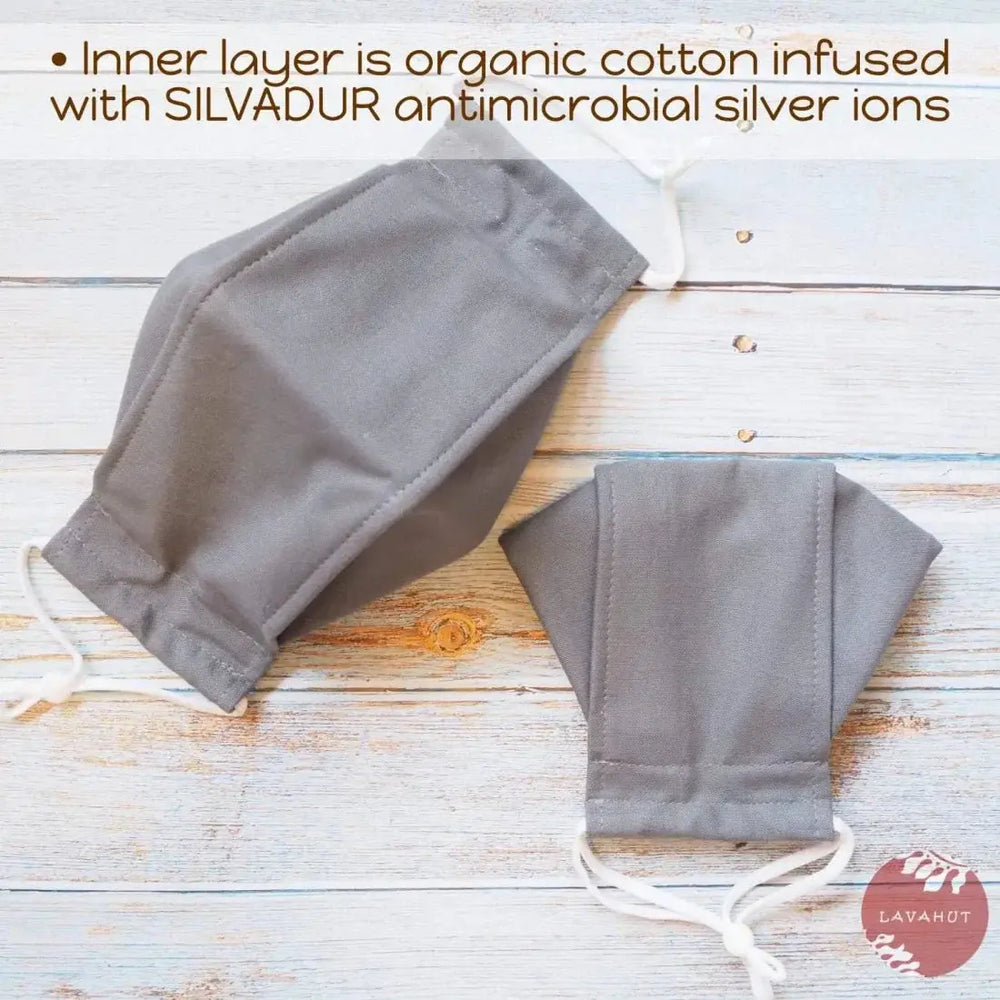 Antimicrobial Silvadur™ + Origami 3d Face Mask • Grey Solid - Made in Hawaii