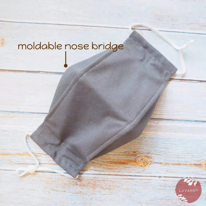 Antimicrobial Silvadur™ + Origami 3d Face Mask • Grey Solid - Made in Hawaii
