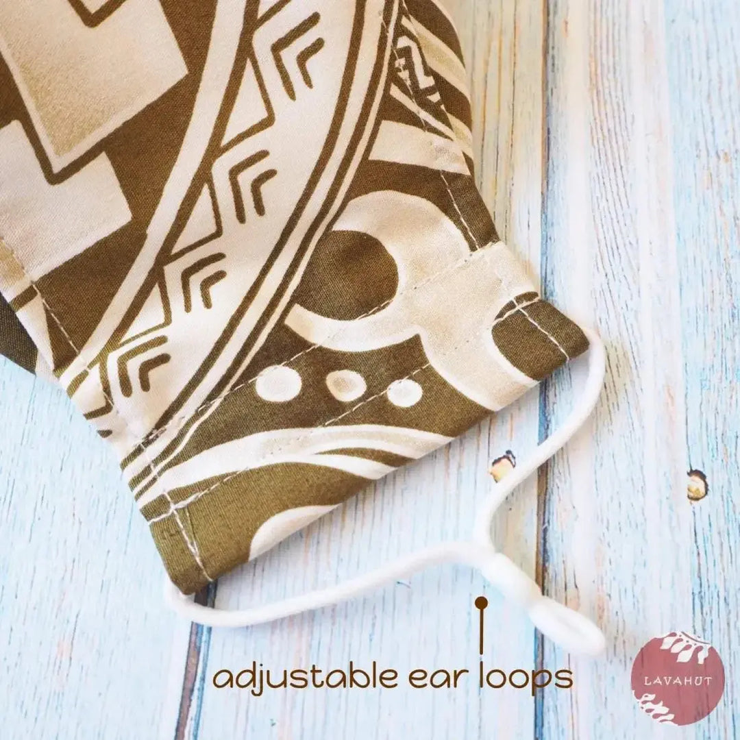 Antimicrobial Silvadur™ + Origami 3d Face Mask • Khaki Tribal Tattoo - Made in Hawaii