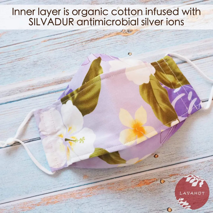 Antimicrobial Silvadur™ + Origami 3d Face Mask ?? Lavender Oasis - Made in Hawaii