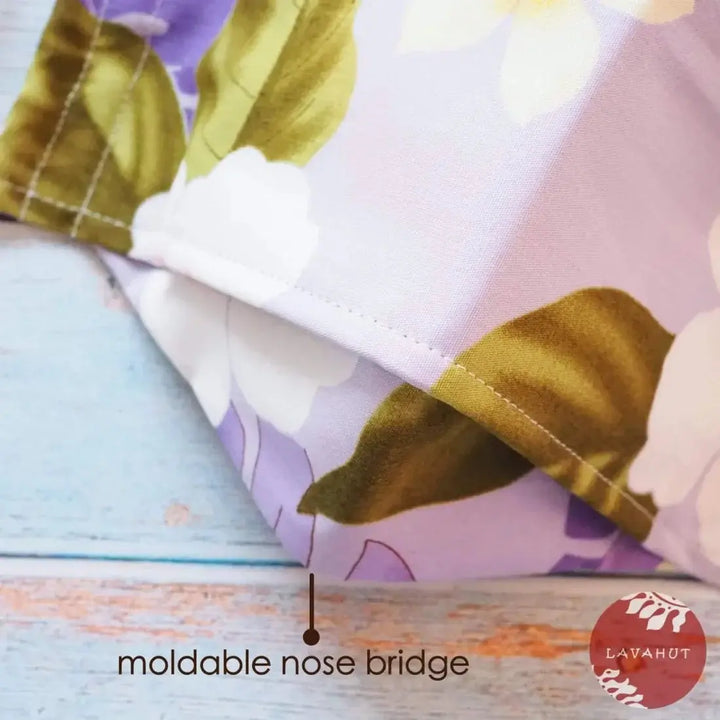 Antimicrobial Silvadur™ + Origami 3d Face Mask • Lavender Oasis - Made in Hawaii
