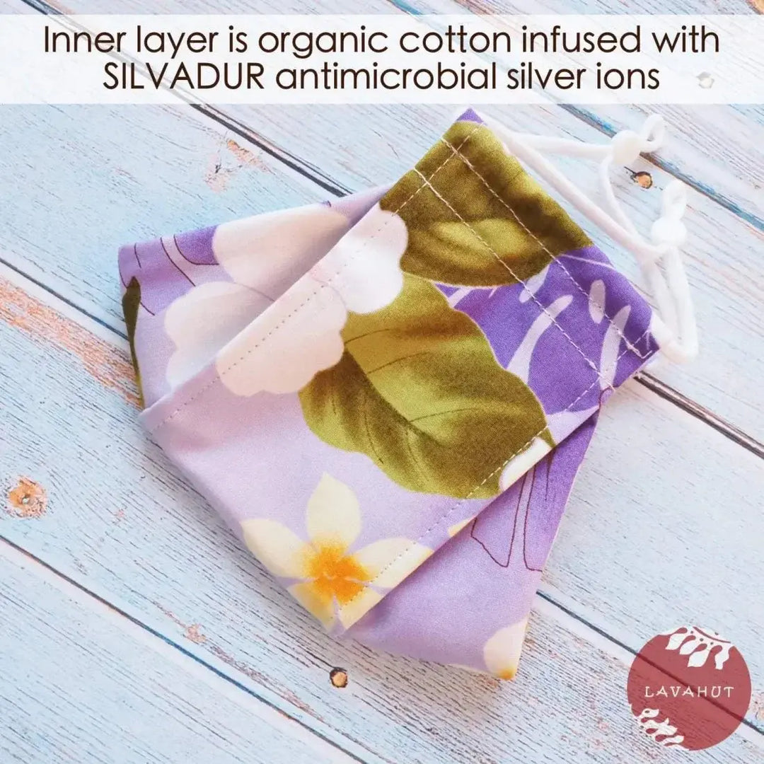Antimicrobial Silvadur™ + Origami 3d Face Mask • Lavender Oasis - Made in Hawaii