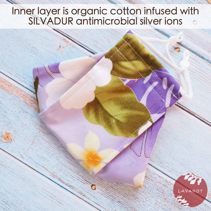 Antimicrobial Silvadur™ + Origami 3d Face Mask ?? Lavender Oasis - Made in Hawaii