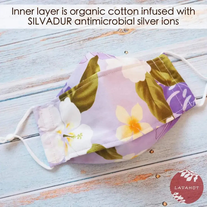 Antimicrobial Silvadur™ + Origami 3d Face Mask • Lavender Oasis - Made in Hawaii
