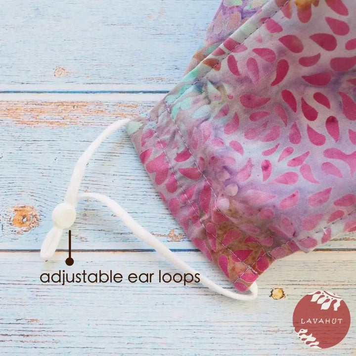 Antimicrobial Silvadur™ + Origami 3d Face Mask • Lavender Rain Drops - Made in Hawaii