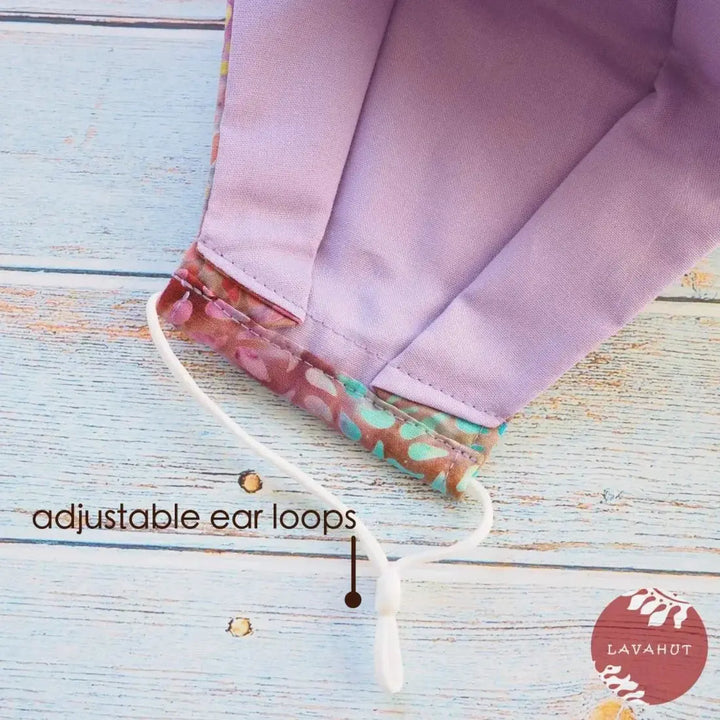 Antimicrobial Silvadur™ + Origami 3d Face Mask • Lavender Rain Drops - Made in Hawaii