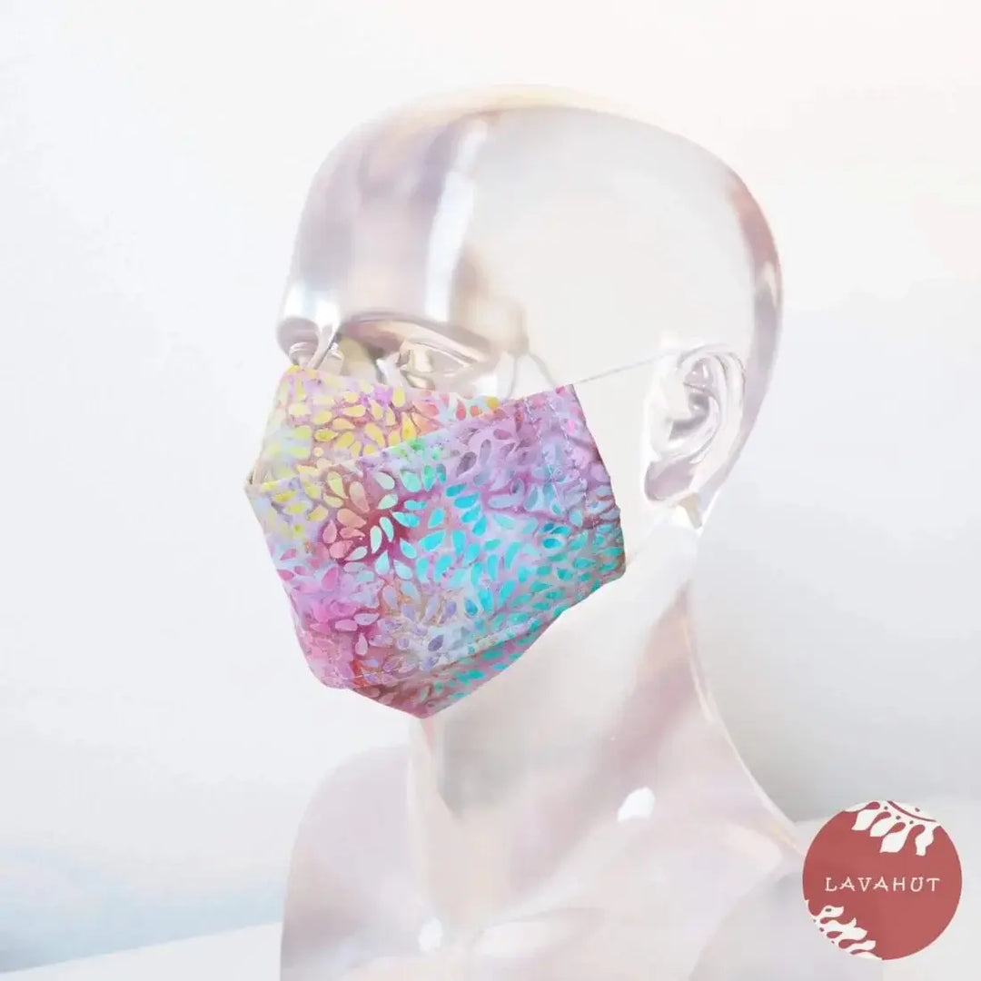 Antimicrobial Silvadur™ + Origami 3d Face Mask • Lavender Rain Drops - Made in Hawaii