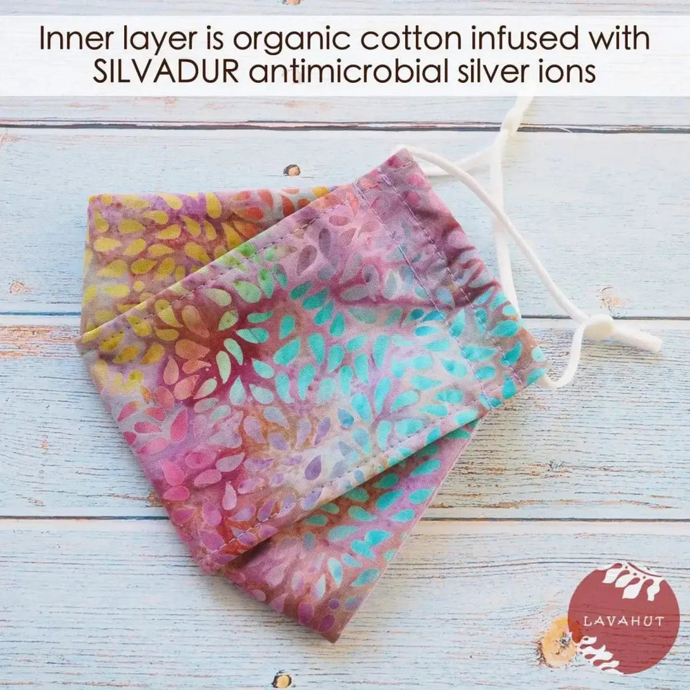 Antimicrobial Silvadur™ + Origami 3d Face Mask • Lavender Rain Drops - Made in Hawaii