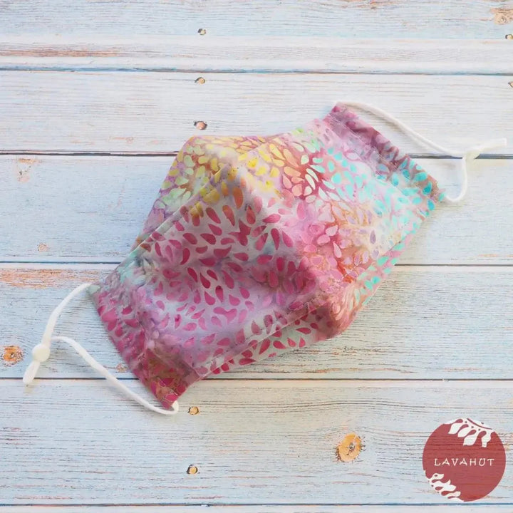 Antimicrobial Silvadur™ + Origami 3d Face Mask • Lavender Rain Drops - Made in Hawaii