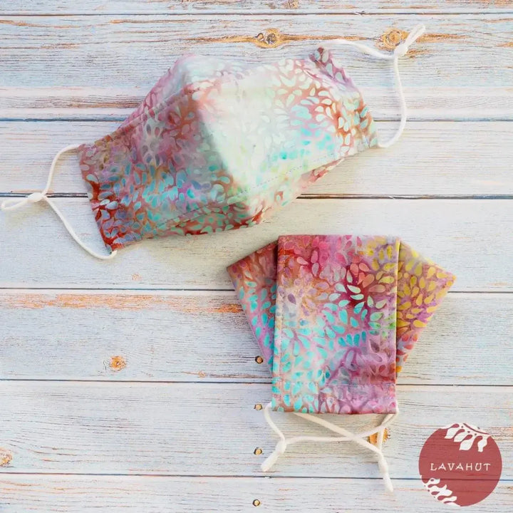 Antimicrobial Silvadur™ + Origami 3d Face Mask • Lavender Rain Drops - Made in Hawaii