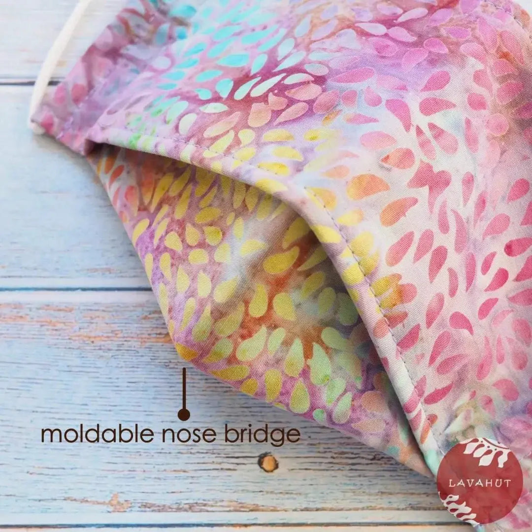 Antimicrobial Silvadur™ + Origami 3d Face Mask • Lavender Rain Drops - Made in Hawaii