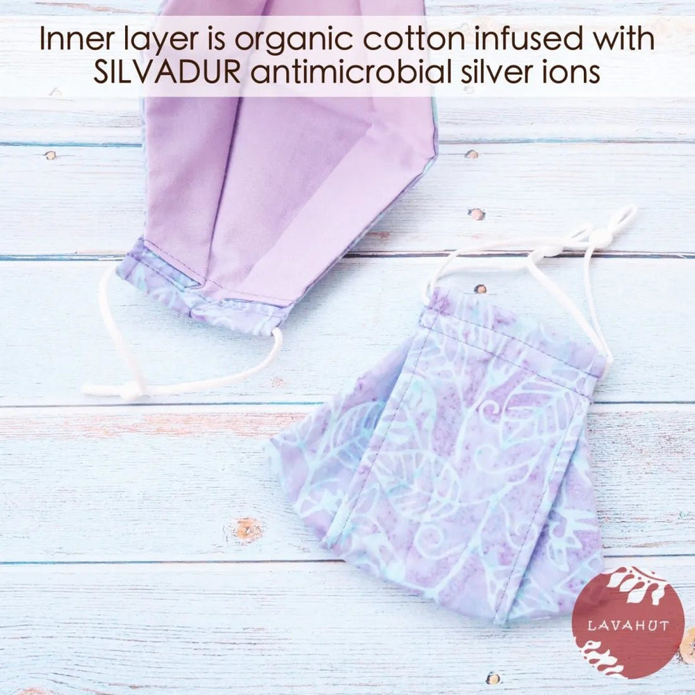 Antimicrobial SILVADUR™ + Origami 3D Face Mask • Lavender Vines – Authentic Hawaiian Face Mask by Lavahut