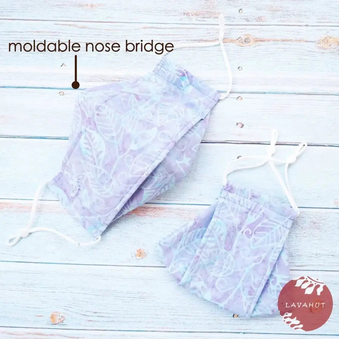 Antimicrobial Silvadur™ + Origami 3d Face Mask • Lavender Vines - Made in Hawaii