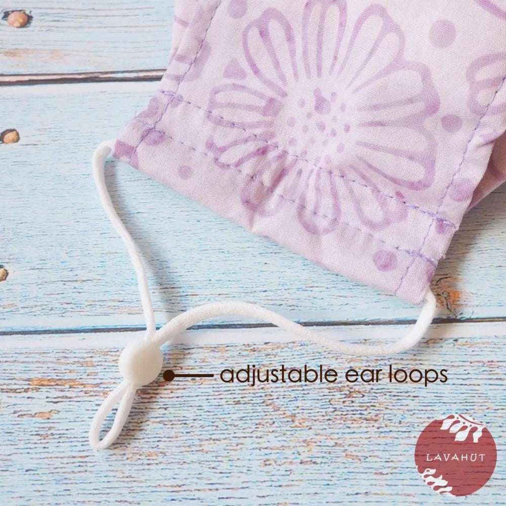 Antimicrobial SILVADUR™ + Origami 3D Face Mask • Lilac Flowers – Authentic Hawaiian Face Mask by Lavahut