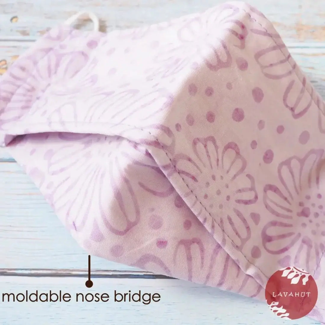 Antimicrobial Silvadur™ + Origami 3d Face Mask • Lilac Flowers - Made in Hawaii