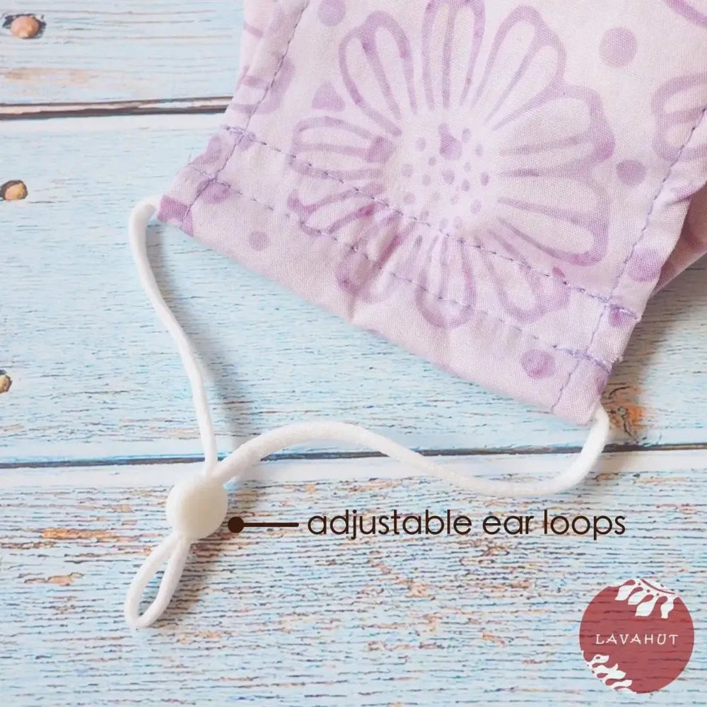 Antimicrobial Silvadur™ + Origami 3d Face Mask • Lilac Flowers - Made in Hawaii