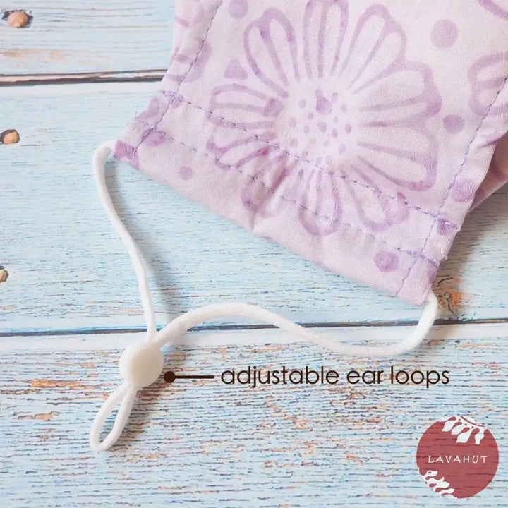 Antimicrobial Silvadur™ + Origami 3d Face Mask • Lilac Flowers - Made in Hawaii
