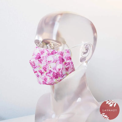 Antimicrobial Silvadur™ + Origami 3d Face Mask • Lilac Orchid Lover - Made In Hawaii