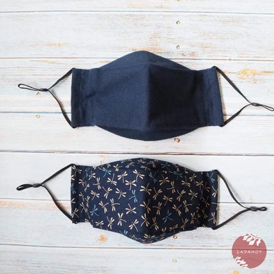 Antimicrobial Silvadur™ + Origami 3d Face Mask • Navy Blue Solid - Made In Hawaii