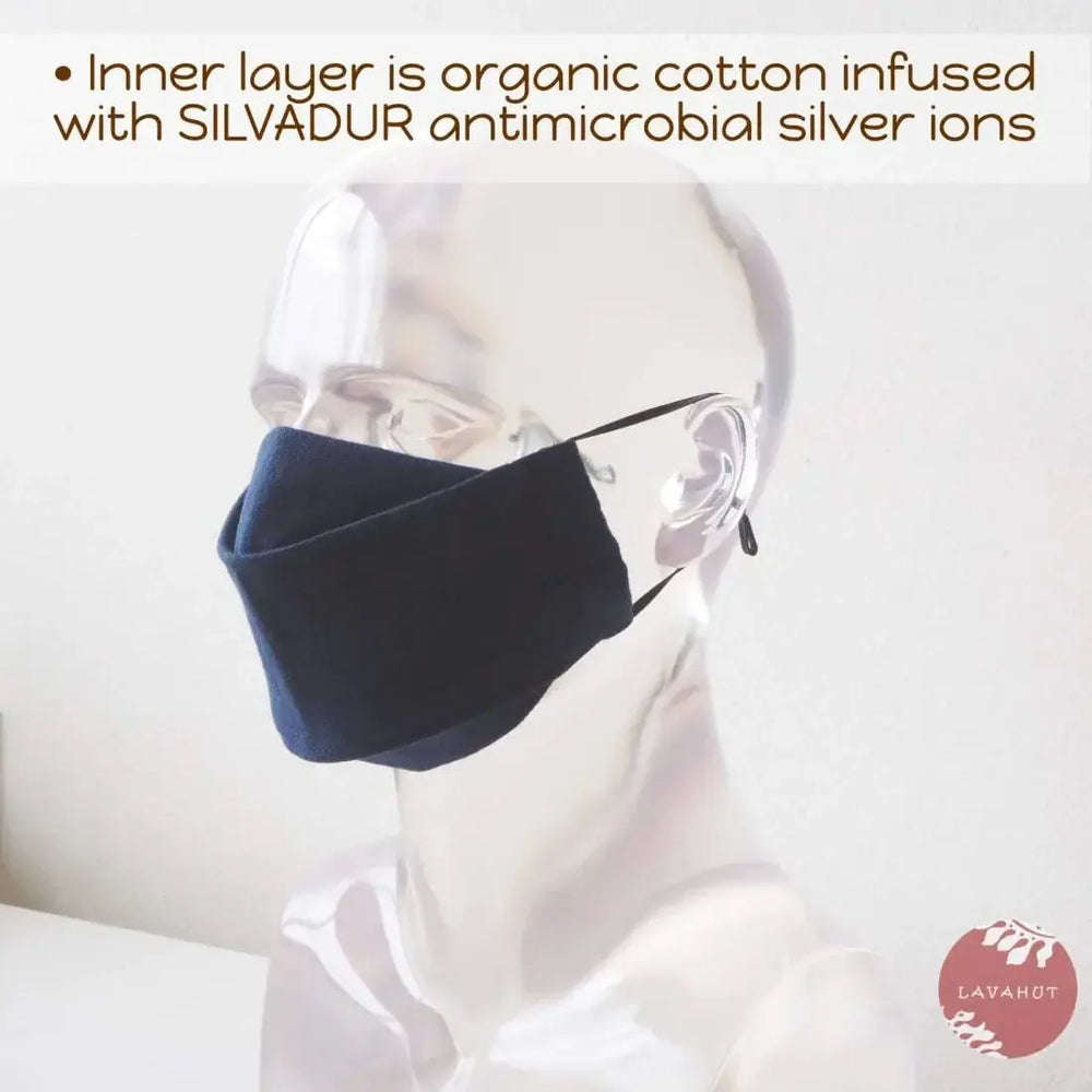 Antimicrobial Silvadur™ + Origami 3d Face Mask • Navy Blue Solid - Made in Hawaii