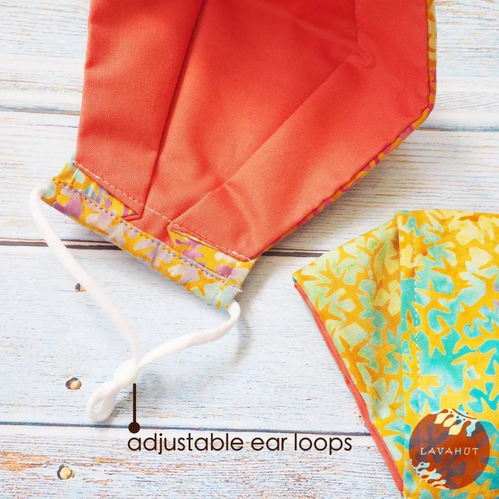 Antimicrobial SILVADUR™ + Origami 3D Face Mask • Orange Burst – Authentic Hawaiian Face Mask by Lavahut
