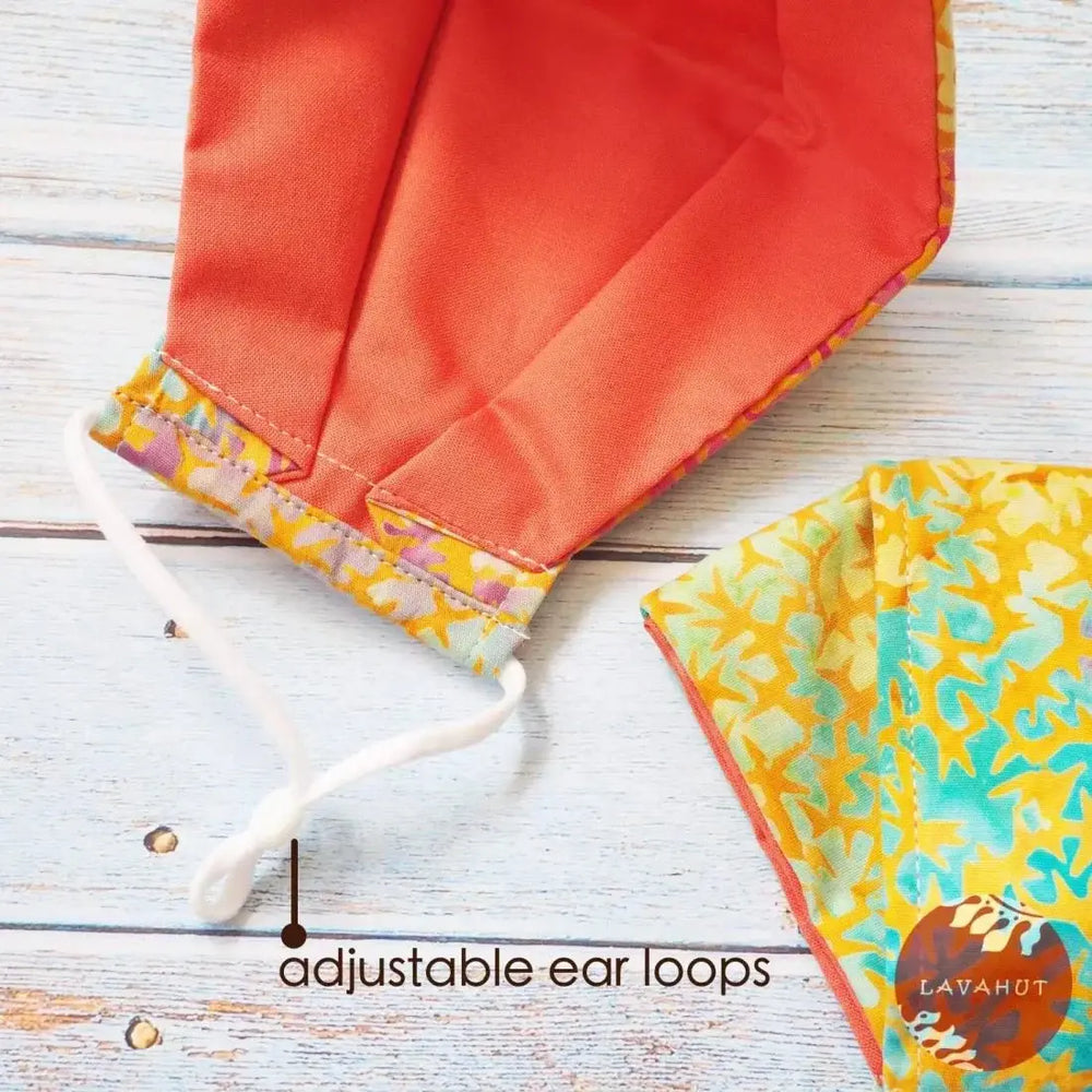 Antimicrobial Silvadur™ + Origami 3d Face Mask • Orange Burst - Made in Hawaii