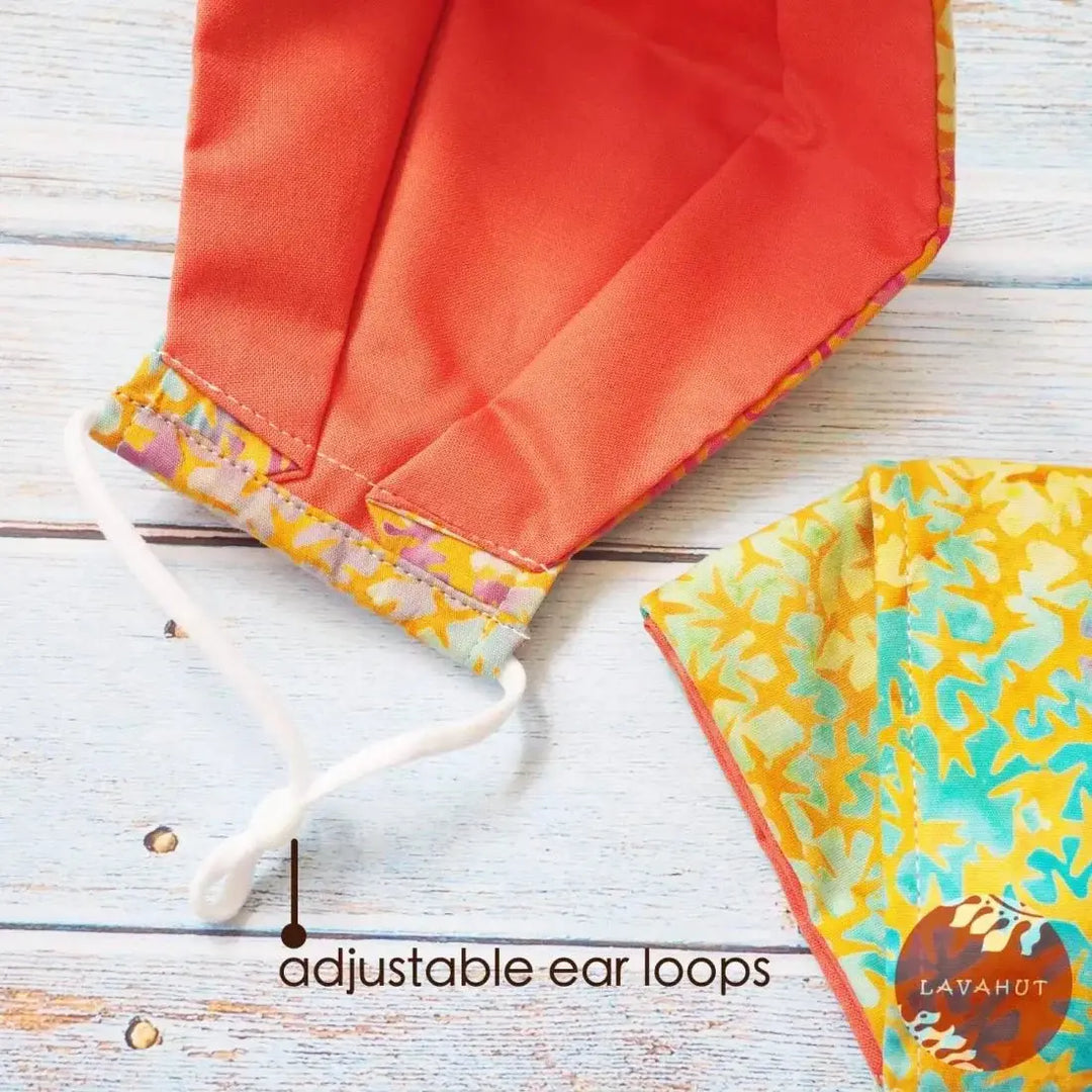 Antimicrobial Silvadur™ + Origami 3d Face Mask • Orange Burst - Made in Hawaii