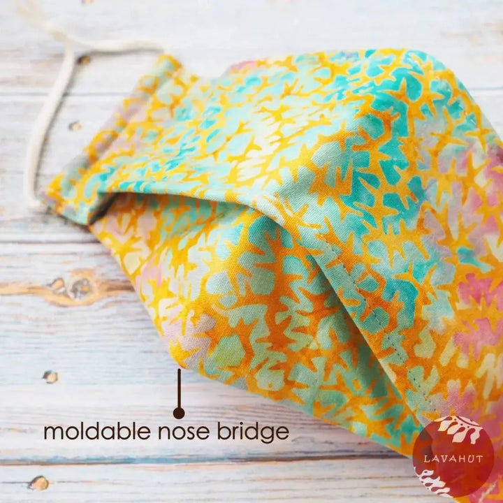 Antimicrobial Silvadur™ + Origami 3d Face Mask • Orange Burst - Made in Hawaii