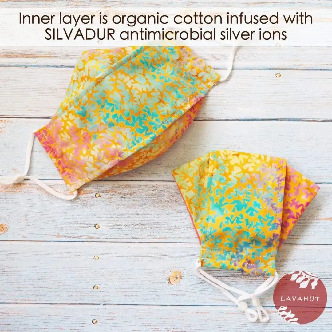 Antimicrobial Silvadur™ + Origami 3d Face Mask • Orange Burst - Made in Hawaii