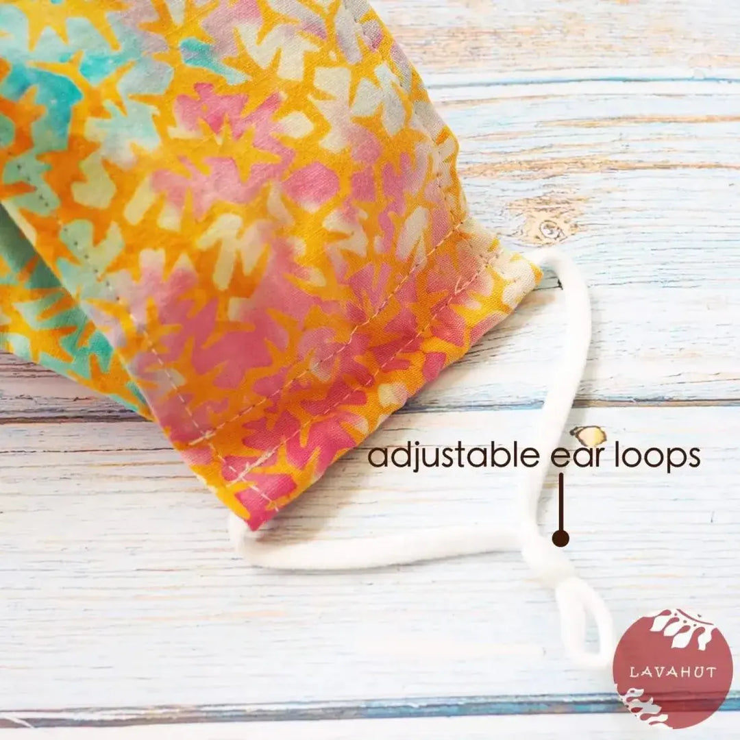 Antimicrobial Silvadur™ + Origami 3d Face Mask • Orange Burst - Made in Hawaii