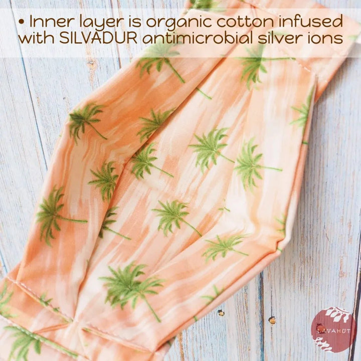 Antimicrobial SILVADUR™ + Origami 3D Face Mask • Orange Coconut Grove – Authentic Hawaiian Face Mask by Lavahut