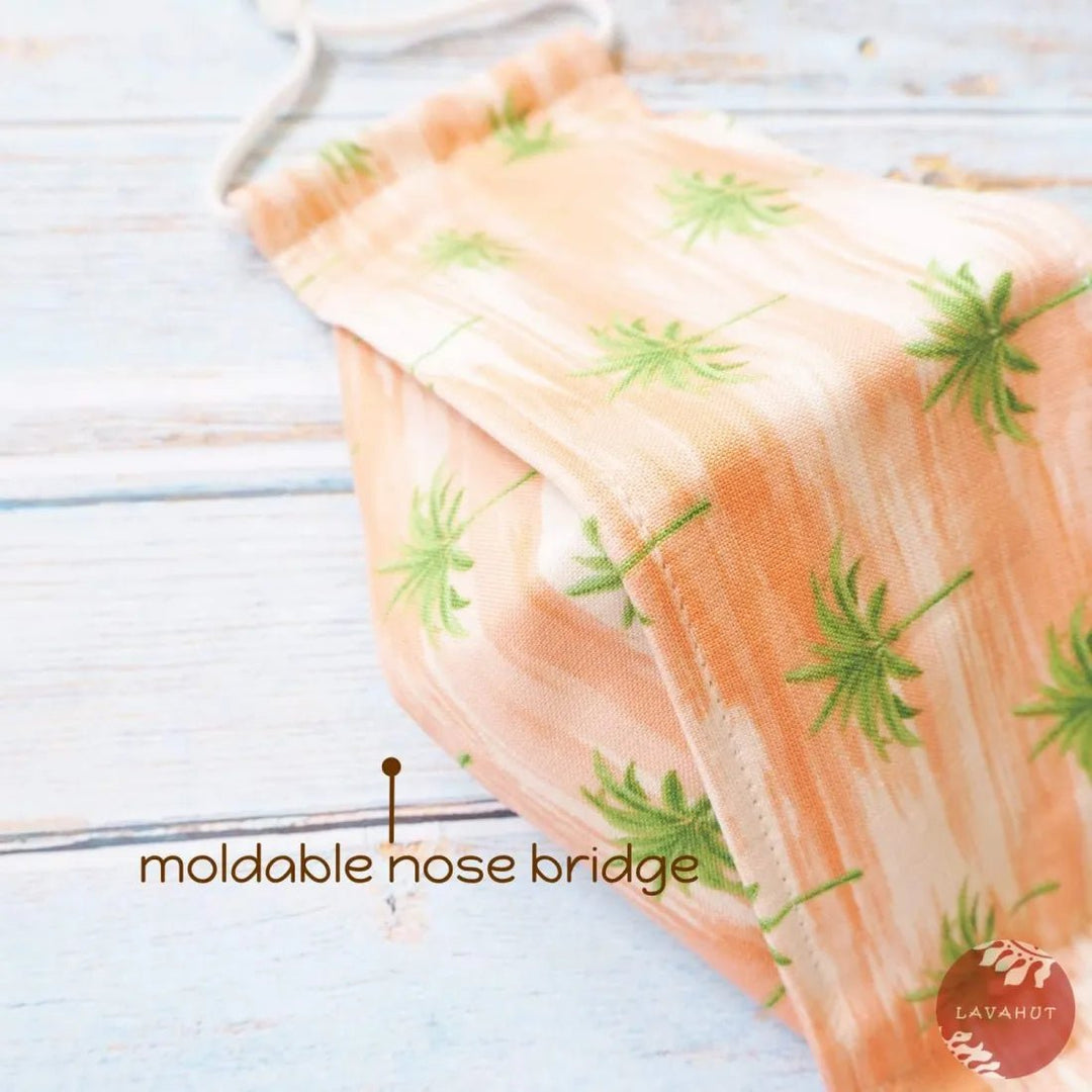 Antimicrobial SILVADUR™ + Origami 3D Face Mask • Orange Coconut Grove – Authentic Hawaiian Face Mask by Lavahut