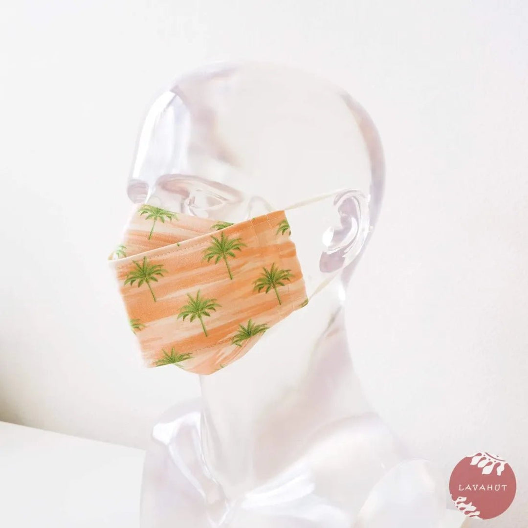 Antimicrobial SILVADUR™ + Origami 3D Face Mask • Orange Coconut Grove – Authentic Hawaiian Face Mask by Lavahut