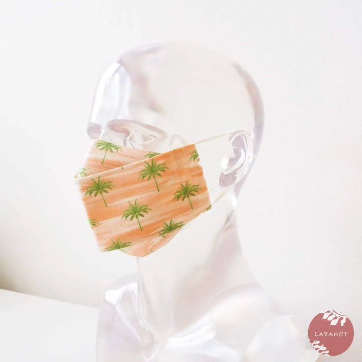 Antimicrobial SILVADUR™ + Origami 3D Face Mask • Orange Coconut Grove – Authentic Hawaiian Face Mask by Lavahut