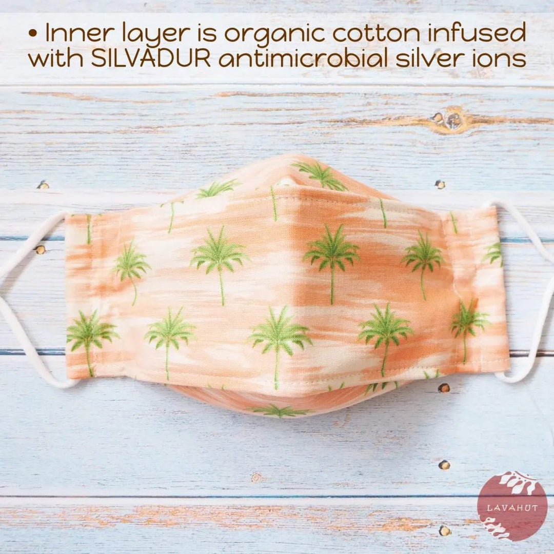 Antimicrobial SILVADUR™ + Origami 3D Face Mask • Orange Coconut Grove – Authentic Hawaiian Face Mask by Lavahut