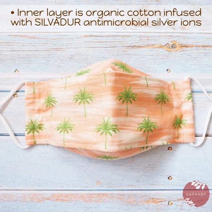 Antimicrobial SILVADUR™ + Origami 3D Face Mask • Orange Coconut Grove – Authentic Hawaiian Face Mask by Lavahut