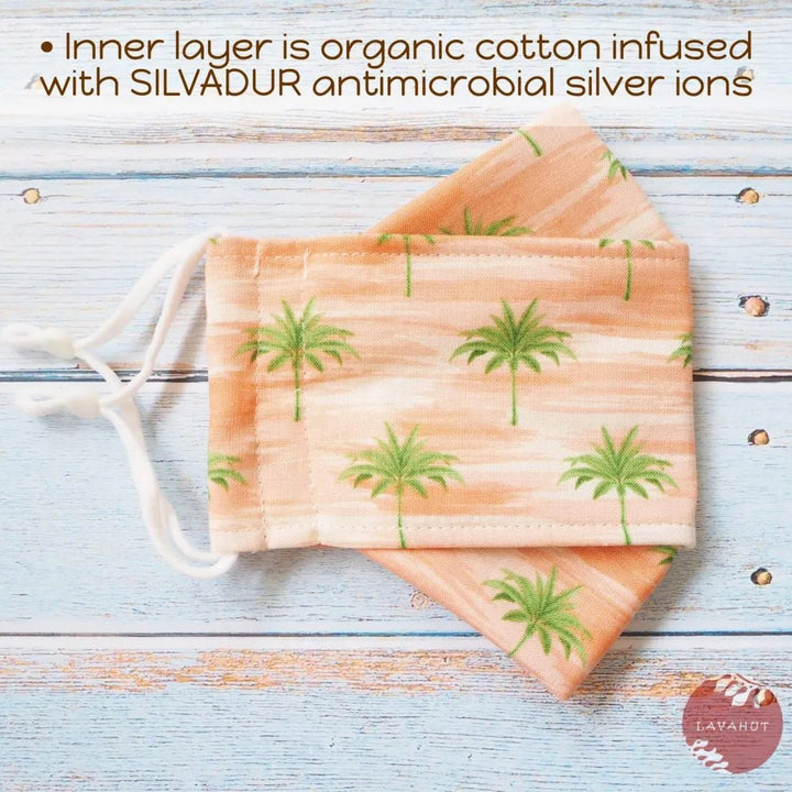 Antimicrobial SILVADUR™ + Origami 3D Face Mask • Orange Coconut Grove – Authentic Hawaiian Face Mask by Lavahut