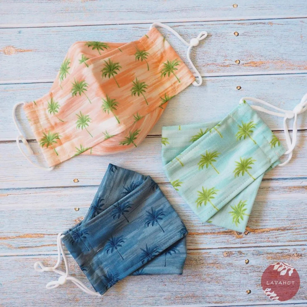 Antimicrobial SILVADUR™ + Origami 3D Face Mask • Orange Coconut Grove – Authentic Hawaiian Face Mask by Lavahut
