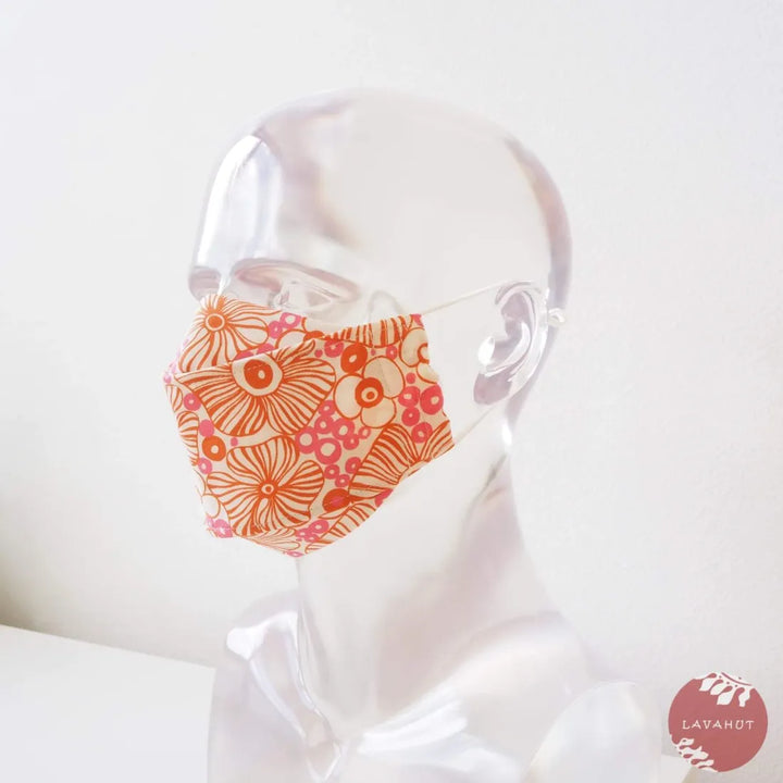 Antimicrobial Silvadur™ + Origami 3d Face Mask ?? Orange Sea Anemone - Made in Hawaii