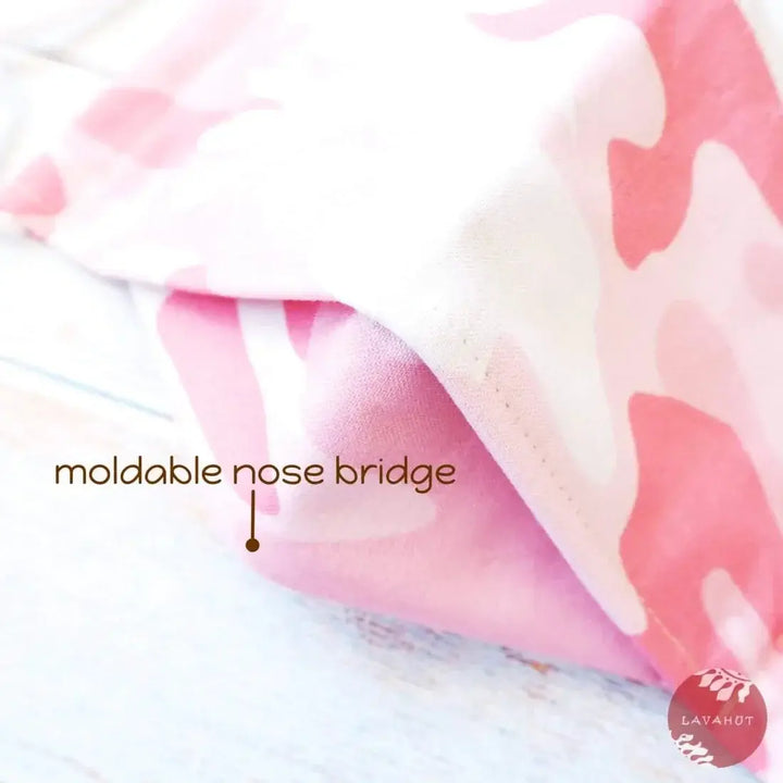 Antimicrobial Silvadur™ + Origami 3d Face Mask • Pink Camouflage - Made in Hawaii