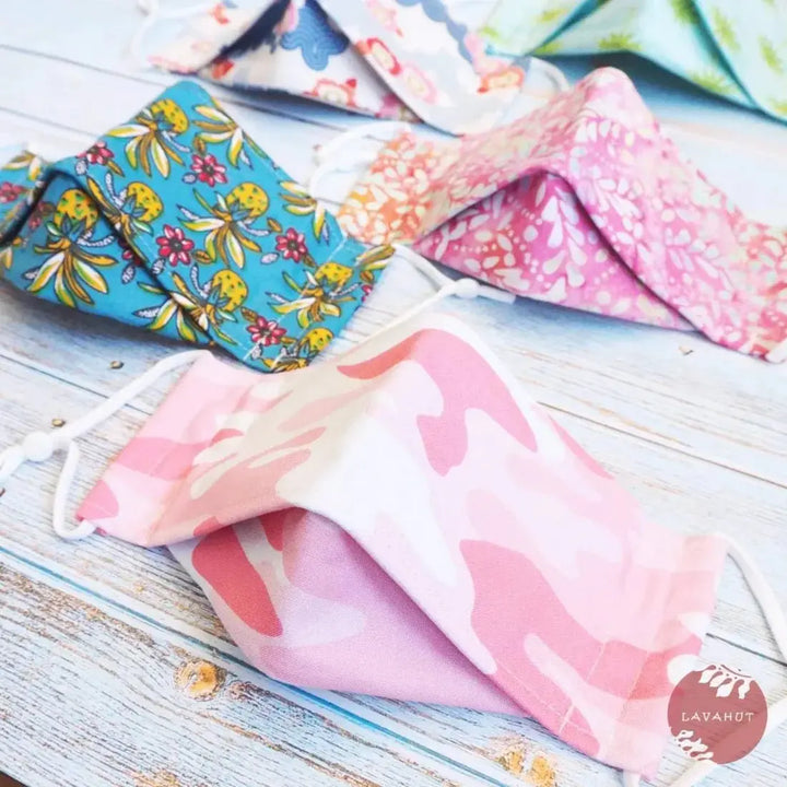 Antimicrobial Silvadur™ + Origami 3d Face Mask • Pink Camouflage - Made in Hawaii