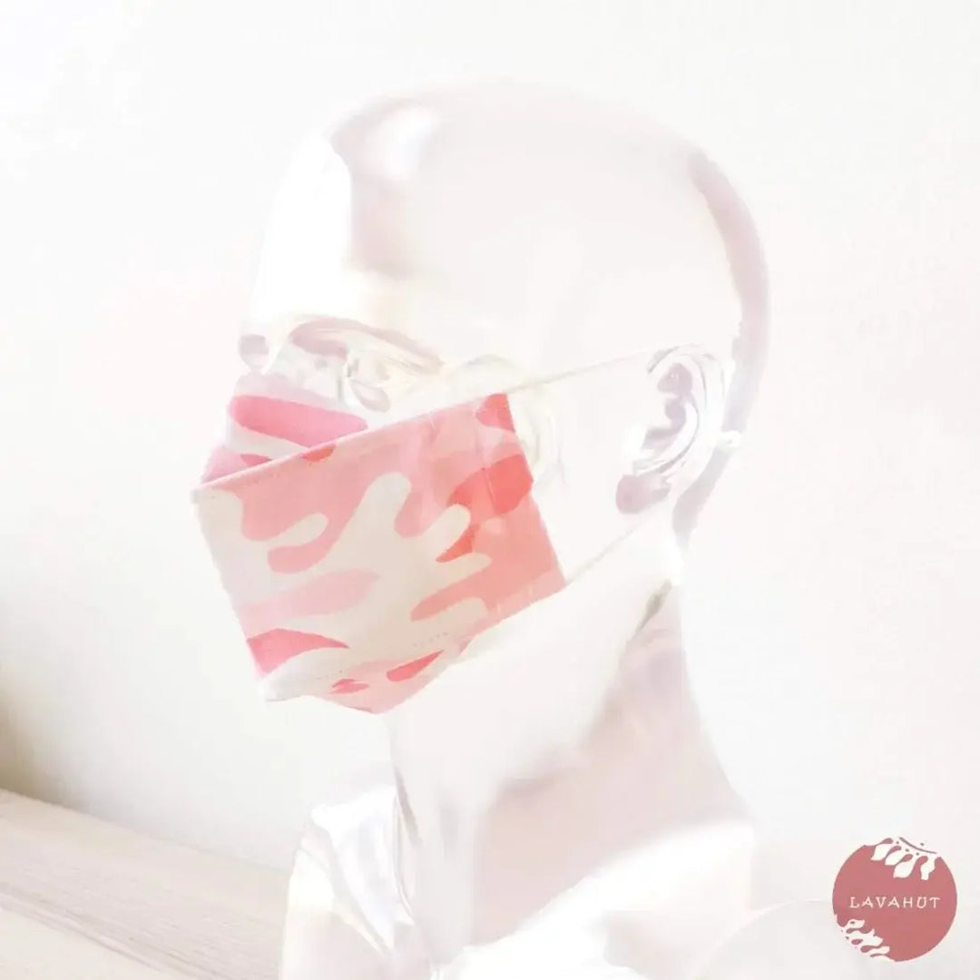 Antimicrobial Silvadur™ + Origami 3d Face Mask • Pink Camouflage - Made in Hawaii