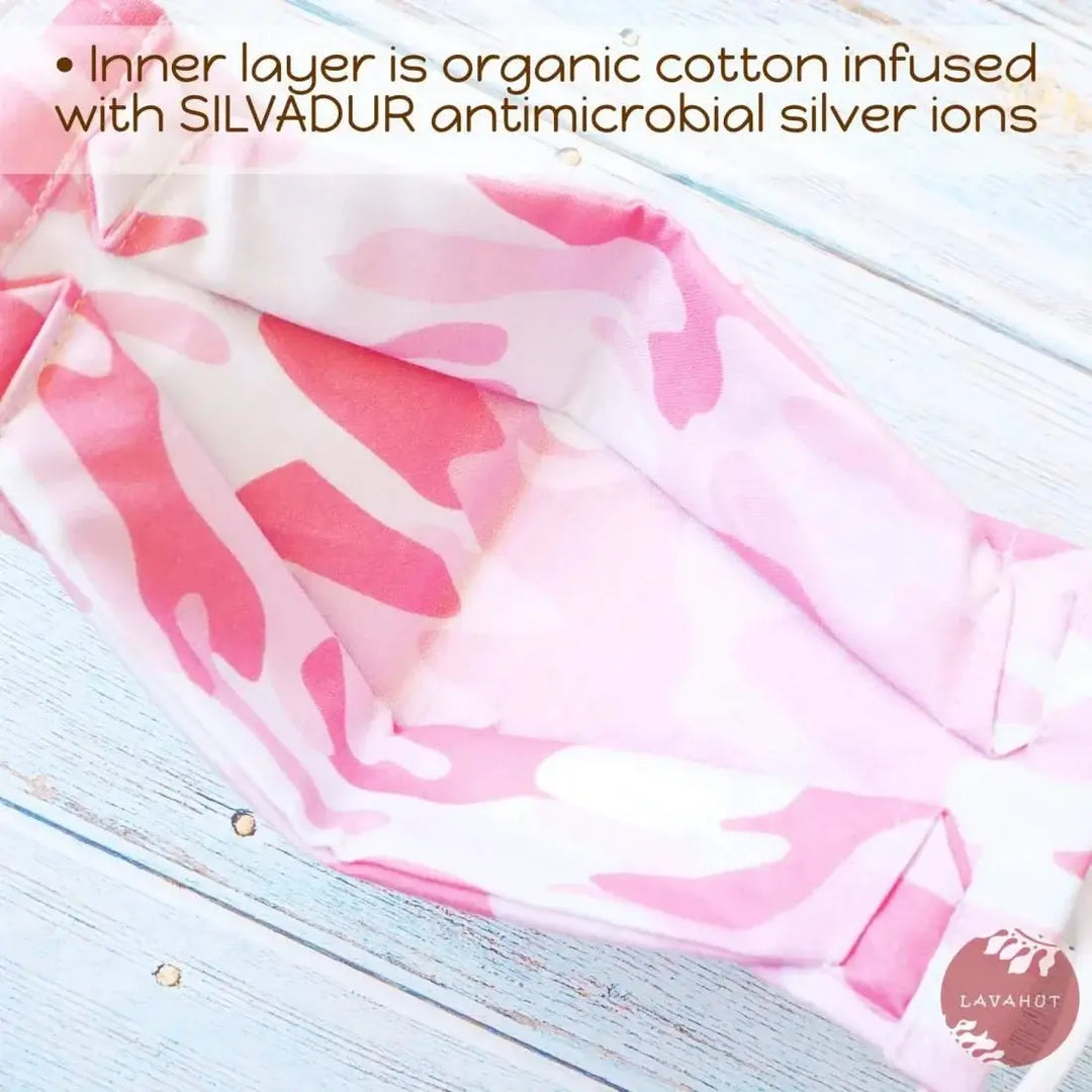 Antimicrobial Silvadur™ + Origami 3d Face Mask • Pink Camouflage - Made in Hawaii