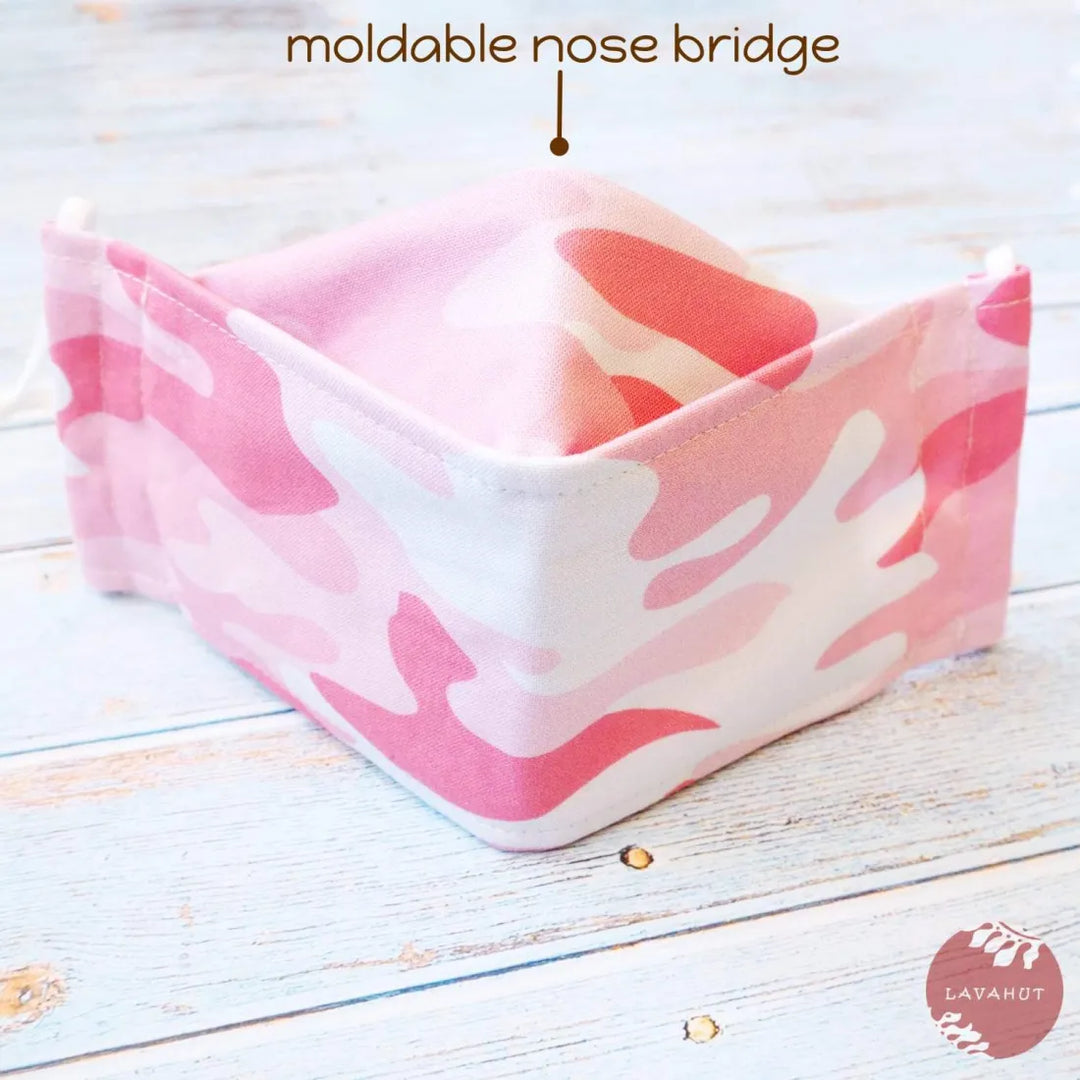 Antimicrobial Silvadur™ + Origami 3d Face Mask ?? Pink Camouflage - Made in Hawaii