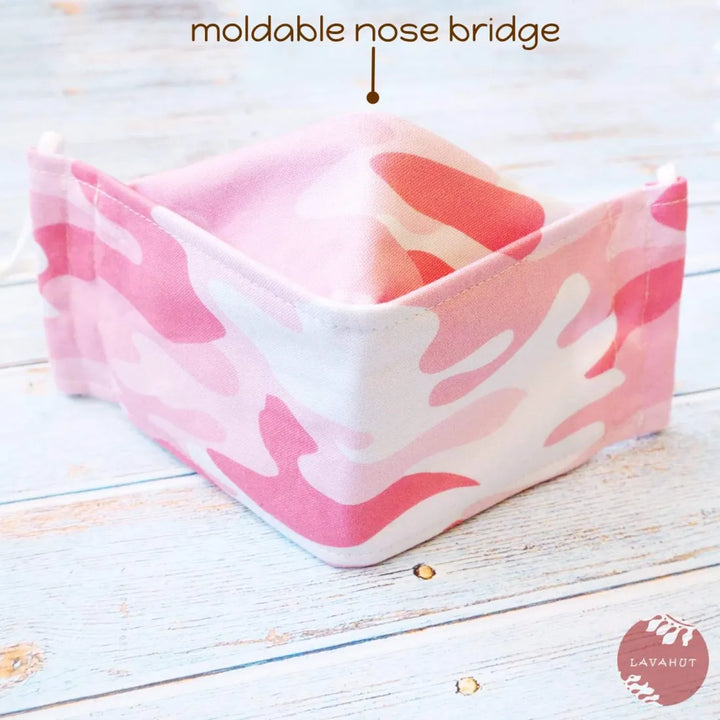 Antimicrobial Silvadur™ + Origami 3d Face Mask ?? Pink Camouflage - Made in Hawaii