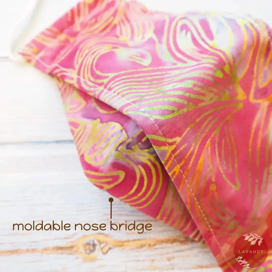 Antimicrobial Silvadur™ + Origami 3d Face Mask • Pink Kauai - Made in Hawaii