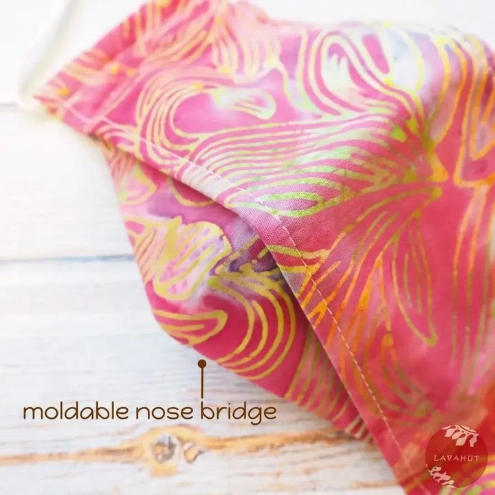 Antimicrobial Silvadur™ + Origami 3d Face Mask • Pink Kauai - Made in Hawaii