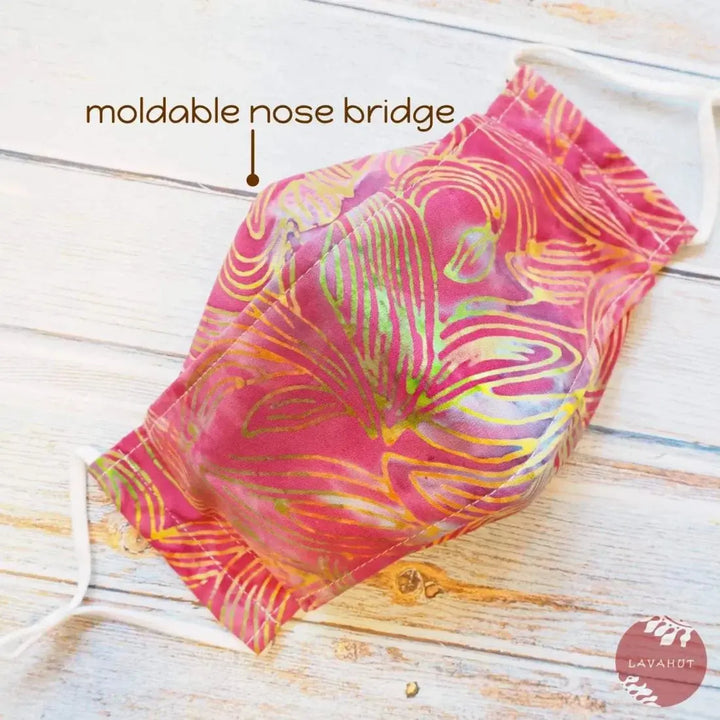 Antimicrobial Silvadur™ + Origami 3d Face Mask • Pink Kauai - Made in Hawaii